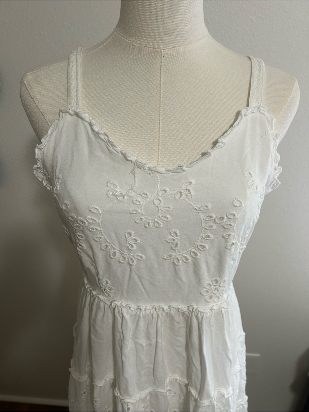 Maurices White Eyelet Tiered Mini Sundress - Picture 2 of 9